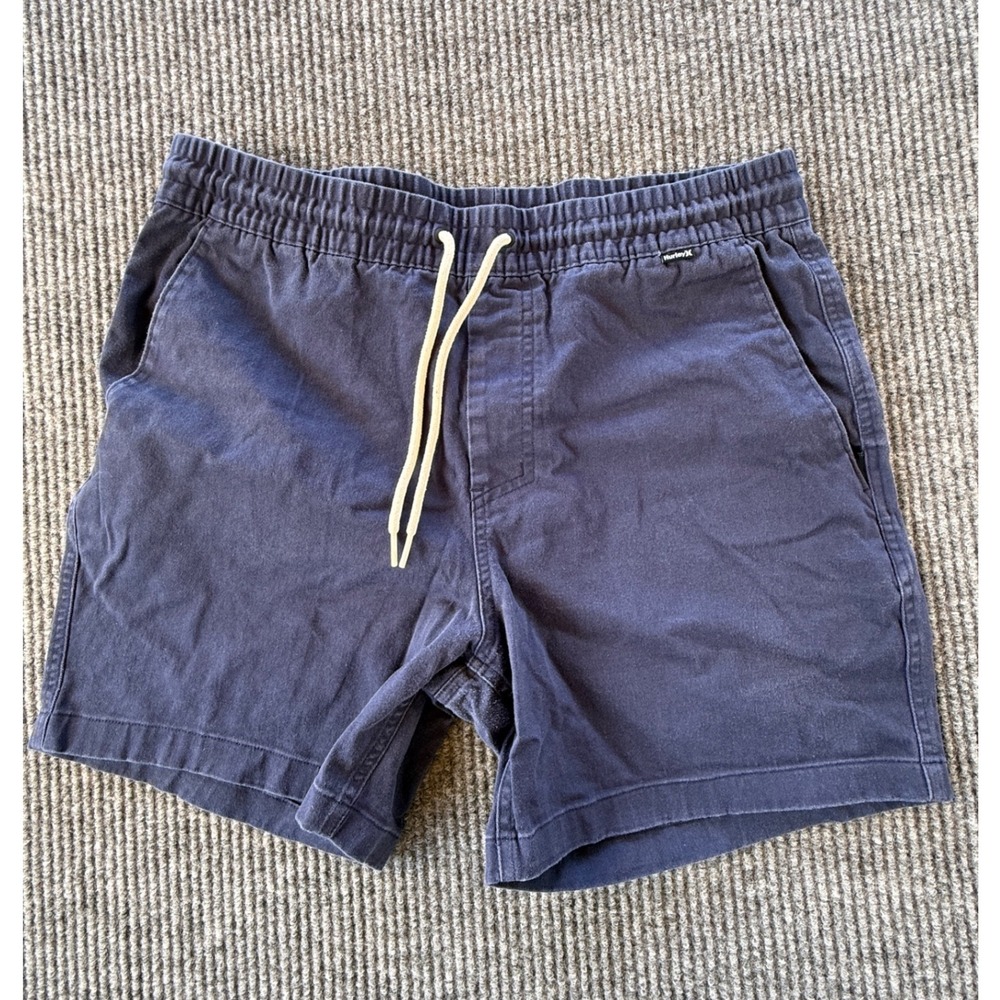 Hurley Navy Blue Drawstring Elastic Waist Casual Shorts Womens Size Medium